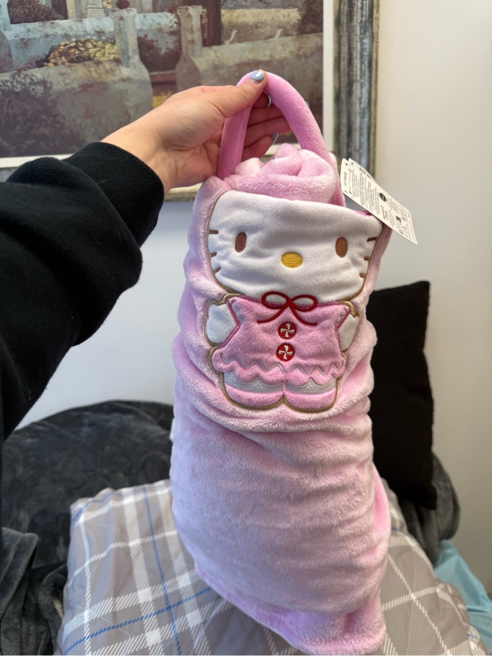 NWT Sanrio Hello Kitty Pink Plush blanket with Character Applique